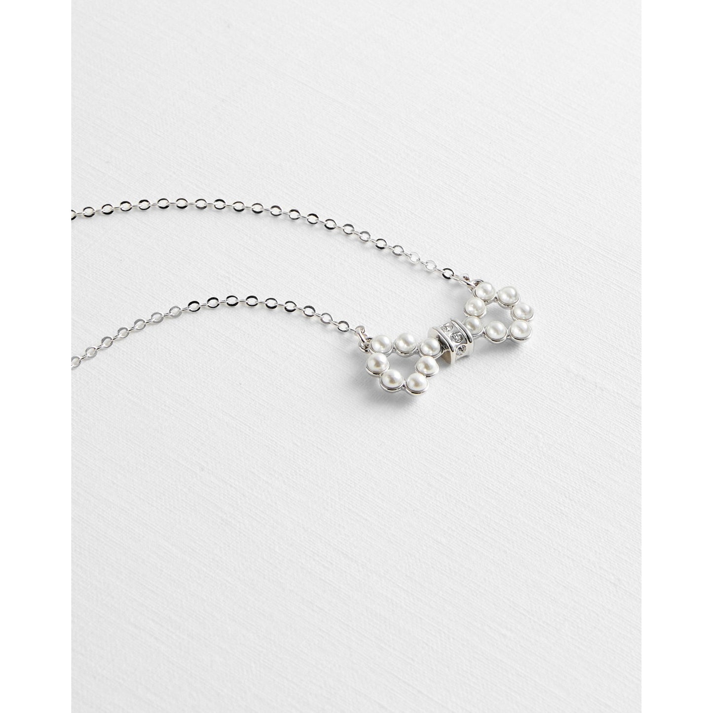 Women Pelsina-Tbj2330 Pearl Medium Bow Pendant - Silver-Col