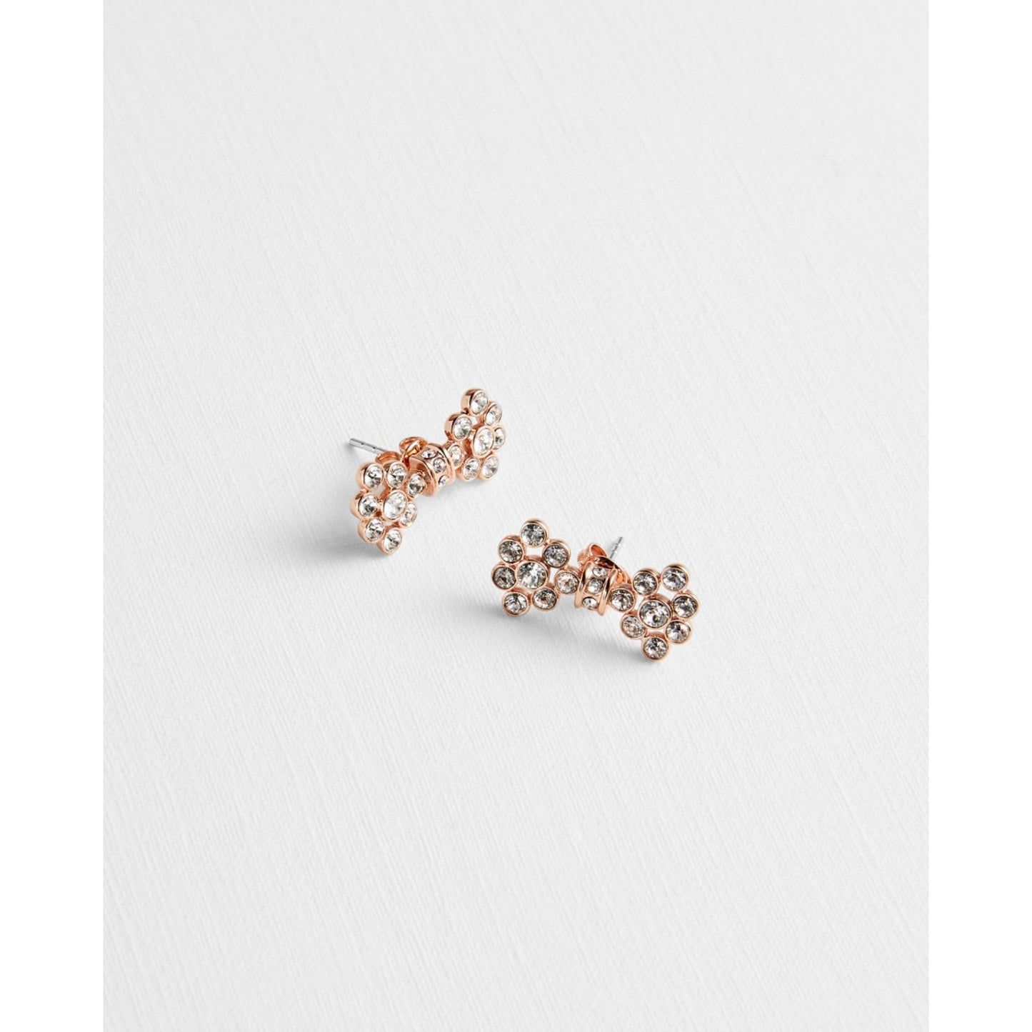Women Brinni-Tbj2342 Crystal Bow Stud Earrings - Rose Gold