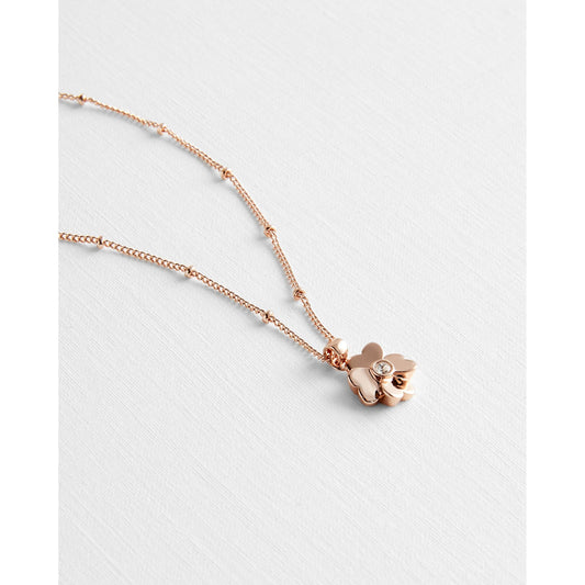 Women Hamlyi-Tbj2313 Heart Flower Pendant - Rosegold