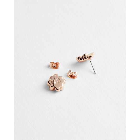 Women Hamzi-Tbj2316 Heart Flower Stud Earrings - Rose Gold
