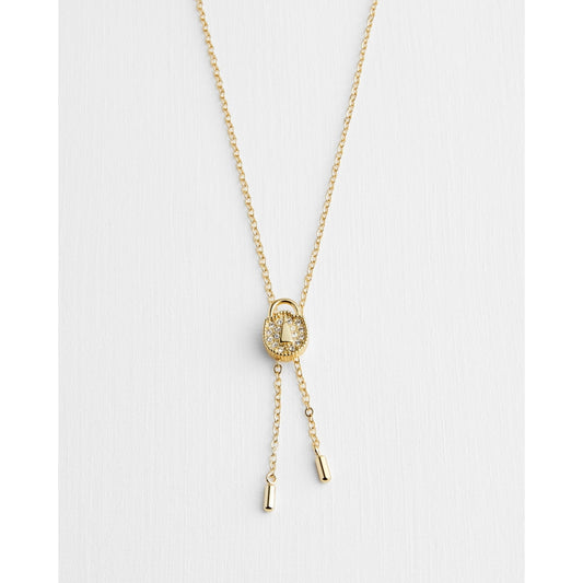 Women Pashhia-Tbj2252 Pave Padlock Slider Necklace - Gold