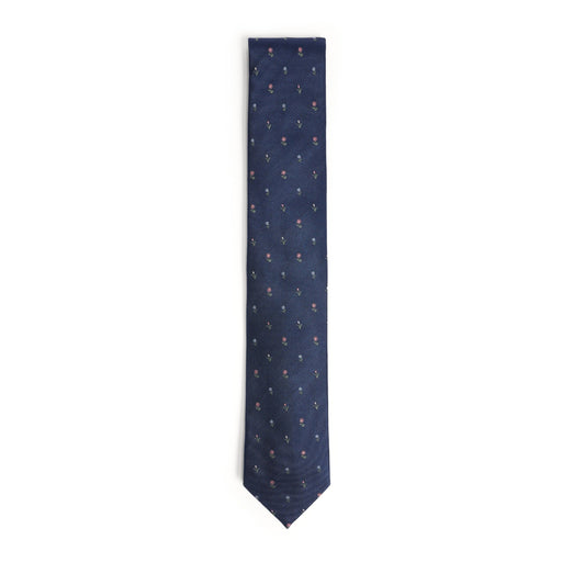 Men Tinyflo-Tiny Floral Jacquard Tie - Blue