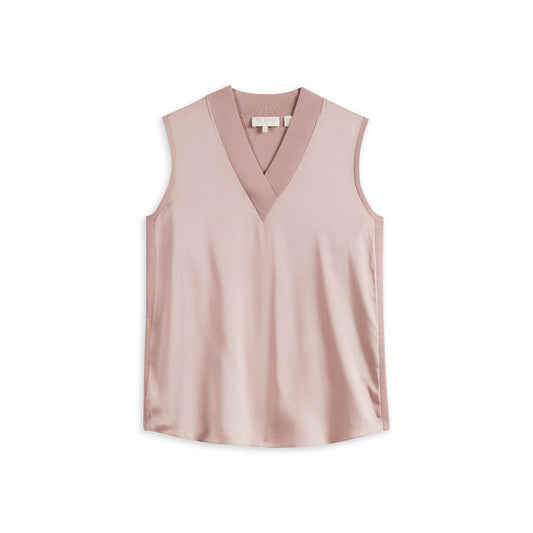 Women Lydiaay-Rib V-Neck Sleeveless Jumper - Pl-Pink