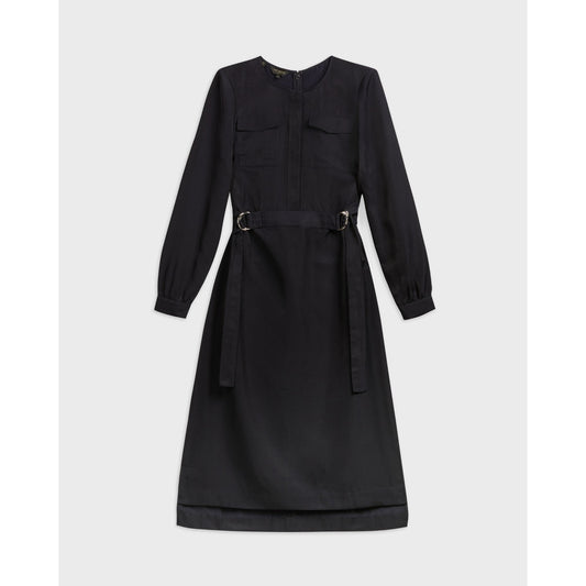 Women Aminna-Long Sleeve Utility Midi Dress - Navy
