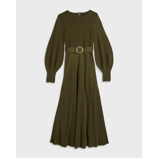 Women Gwenii-Belted Midi Dress - Khaki