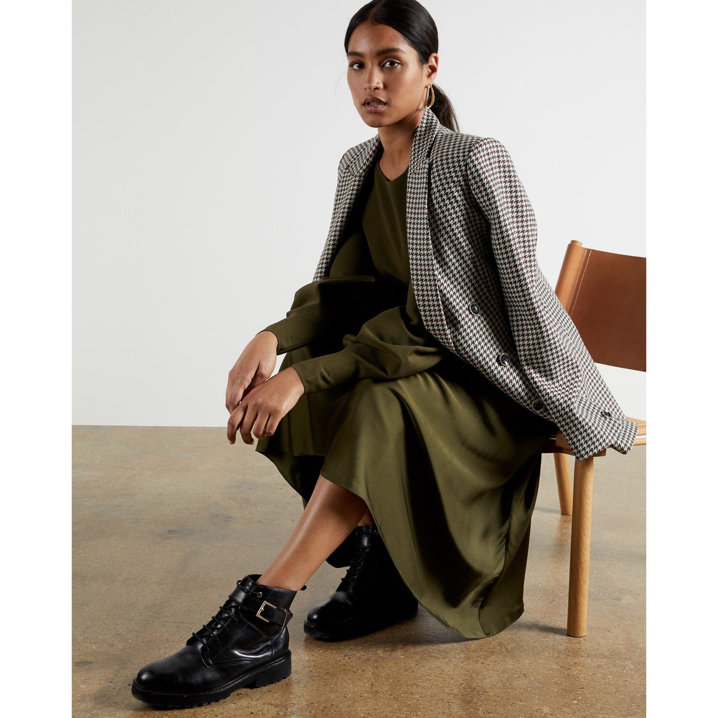 Women Gwenii-Belted Midi Dress - Khaki