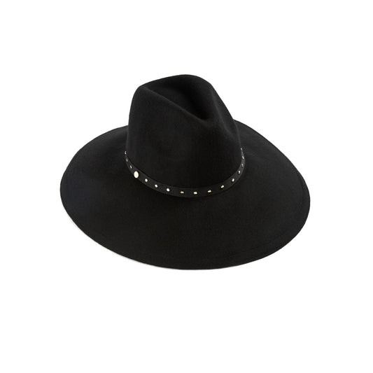 Women Rosieyy-Stud Detail Wide Brim Hat - Black