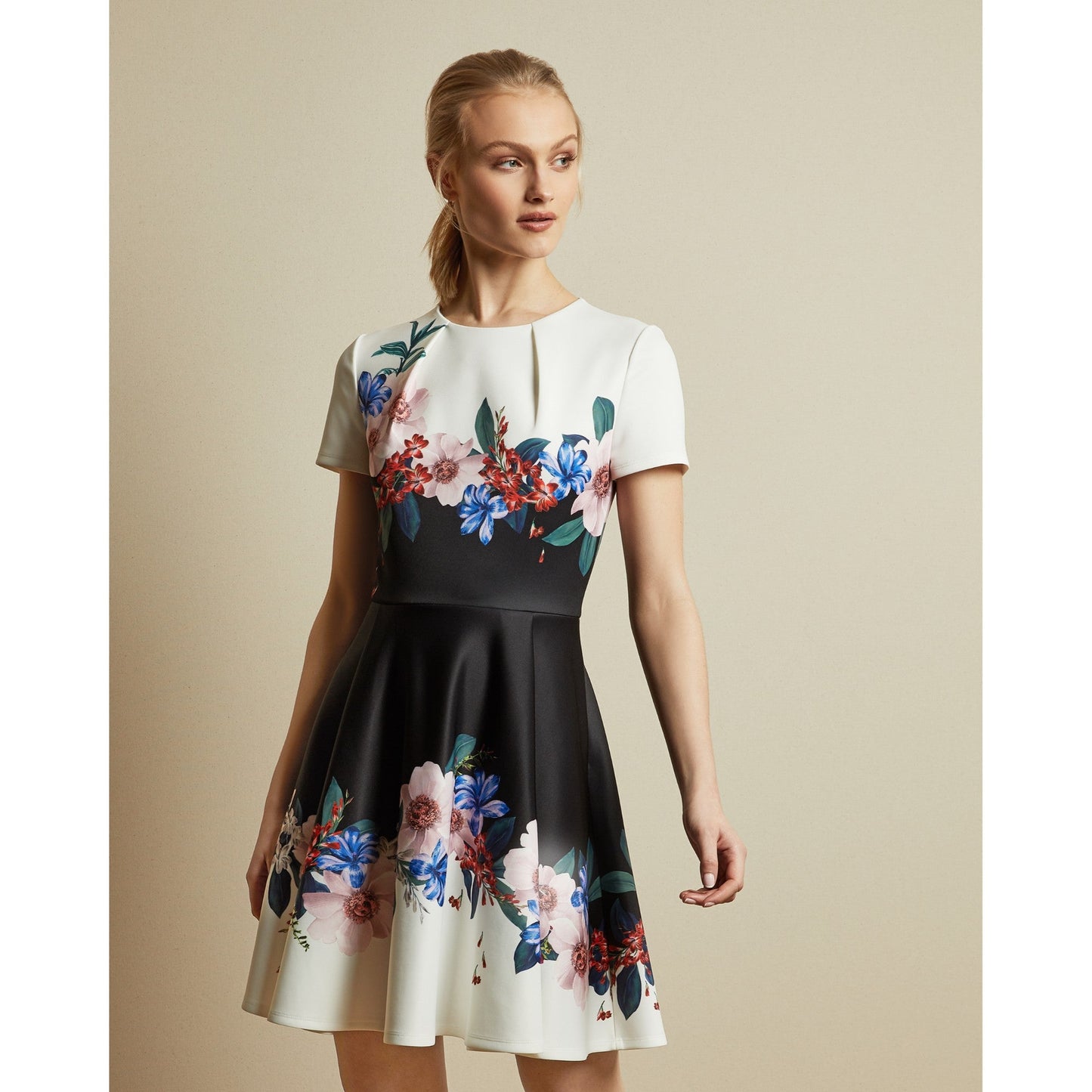 Women Hooto-Jamboree Printed Skater Dress - Black