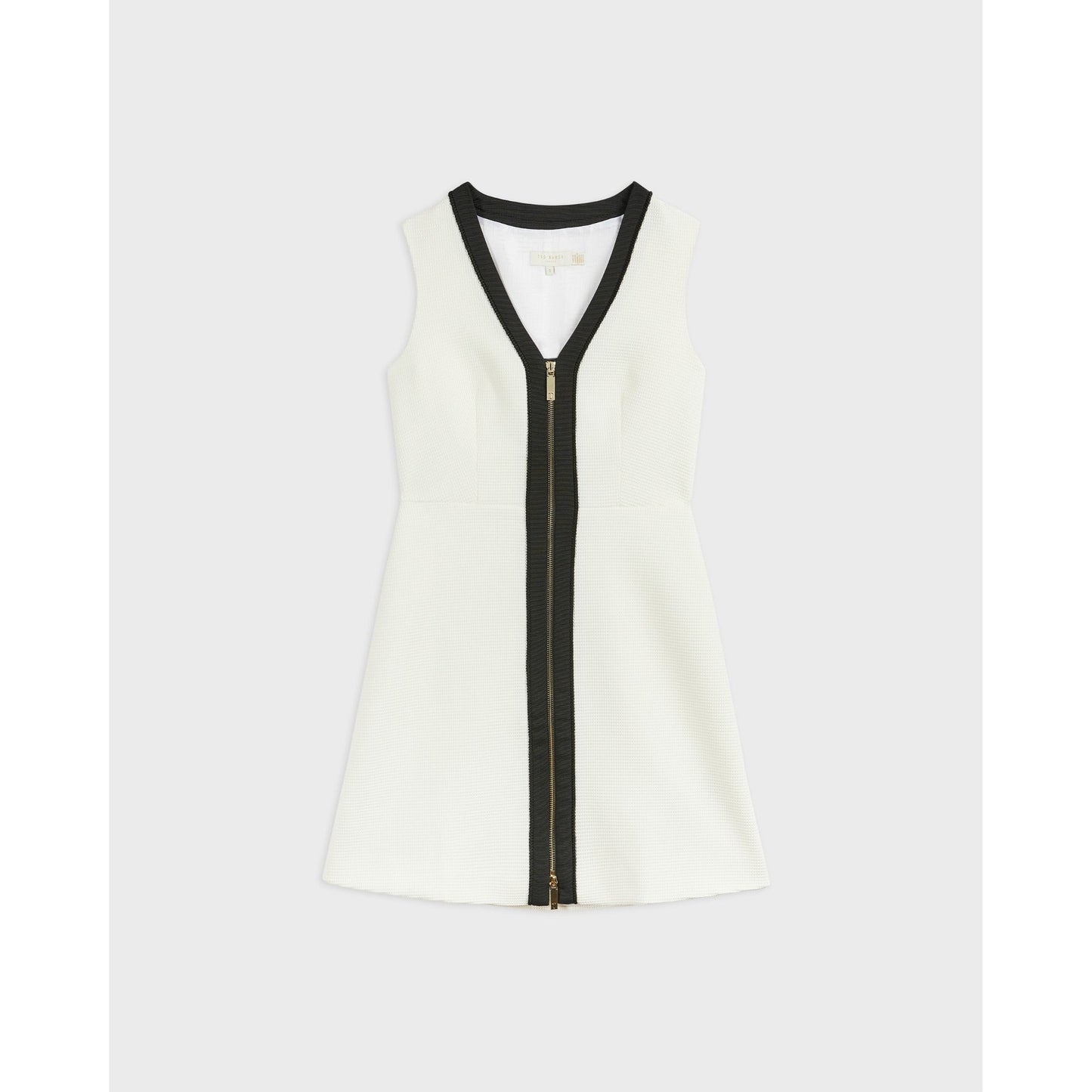 Women Ellfad-Monochrome Textured V Neck Dress  - White