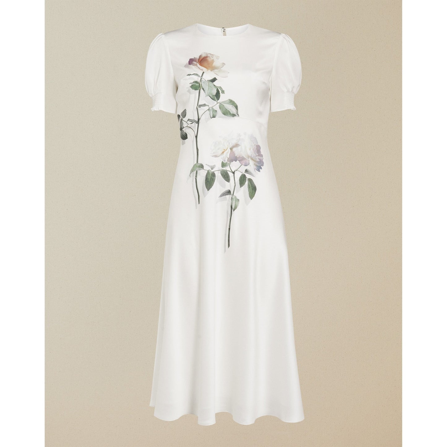 Women Fleu-Bouquet Bias Cut Tea Dress - Ivory