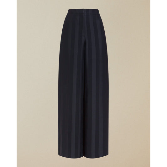 Women Daryaat-Satin Stripe Wide Leg Trouser - Navy