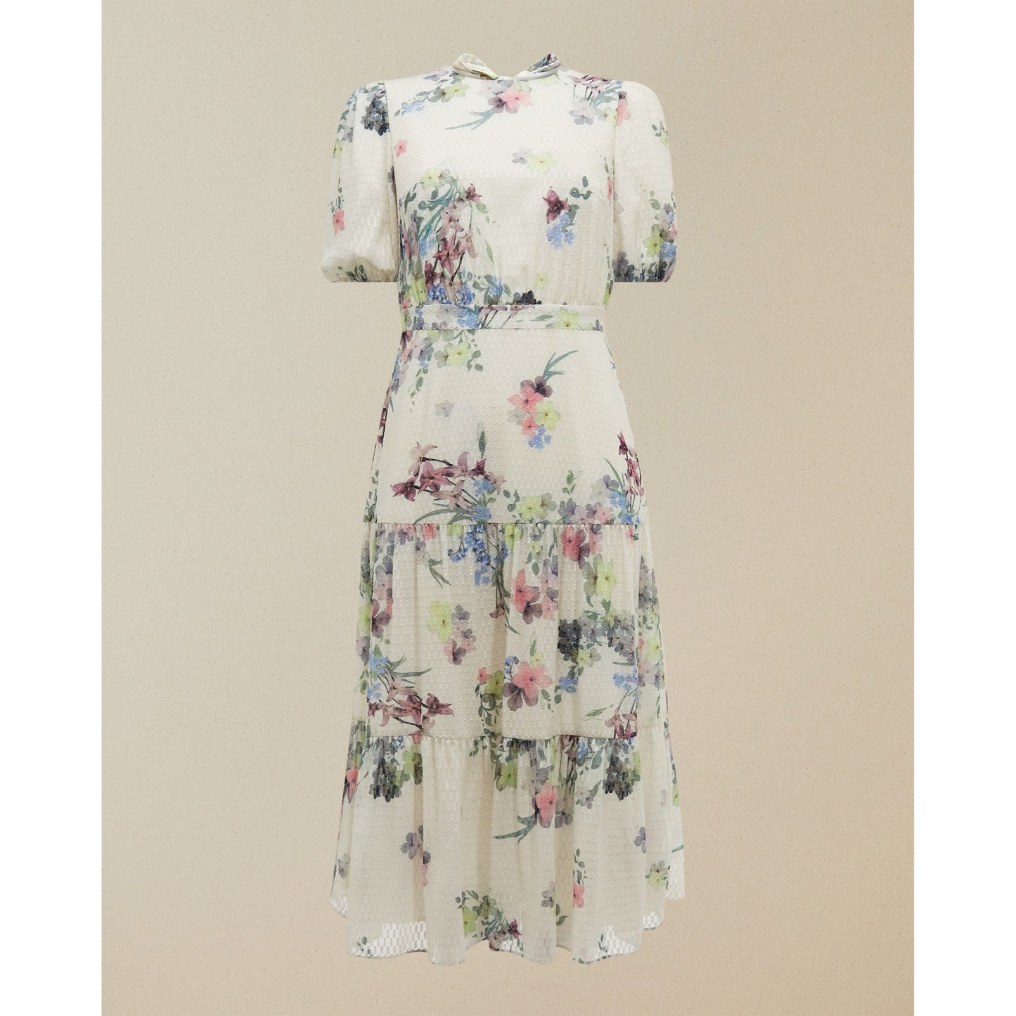 Women Grove-Puff Sleeve Pergola Midi Dress - Ivory