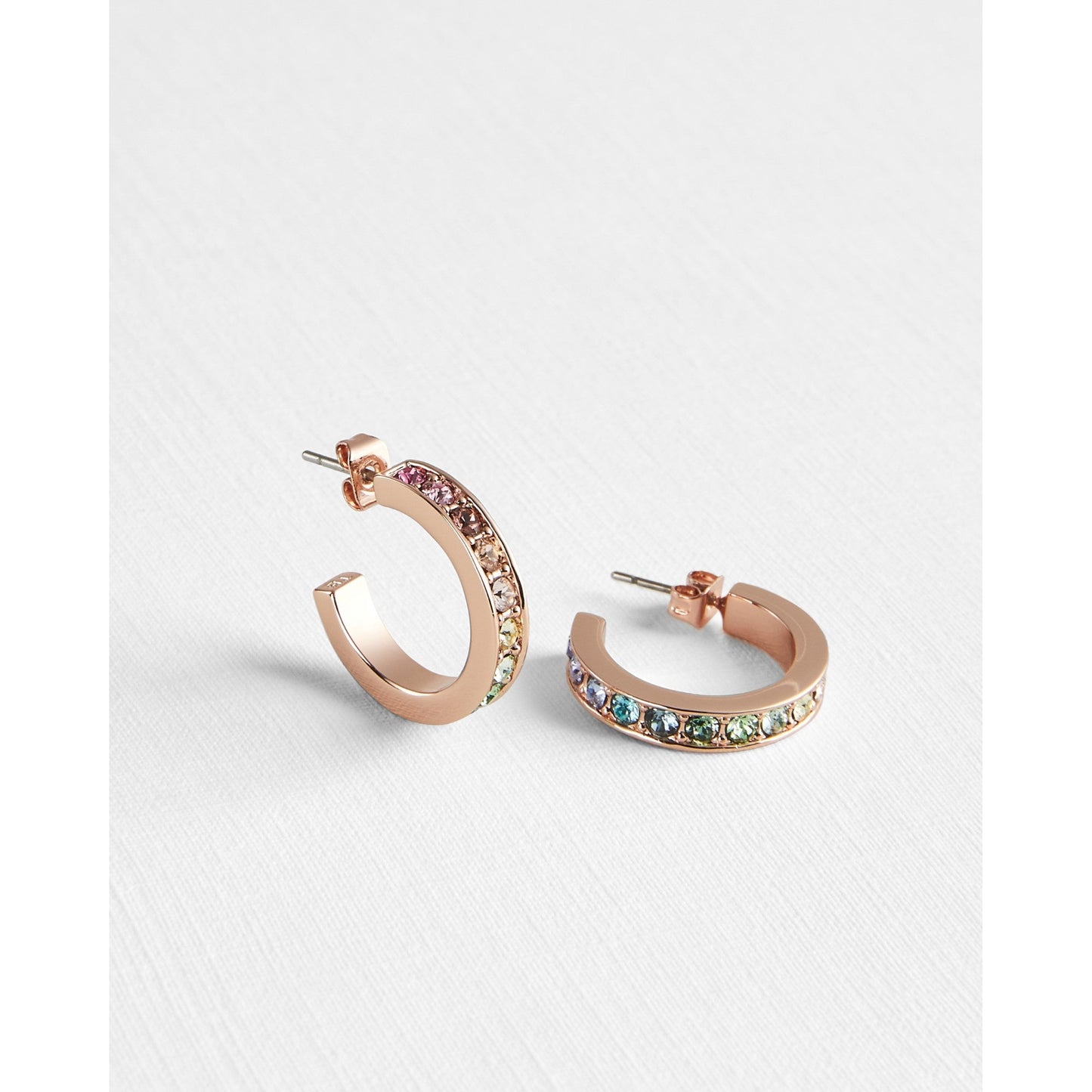 Women Reania-Tbj2111 Small Rainbow Hoop Earrings - Rose Gold