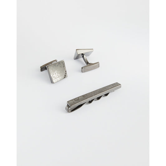 Men End-Cufflink And Tie Bar Gift Set - Gunmetal
