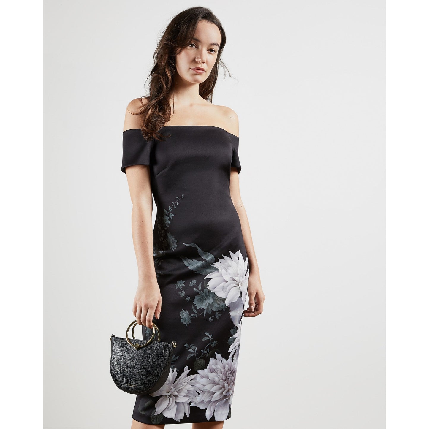 Women Peaony-Clove Bardot Bodycon Dress - Black