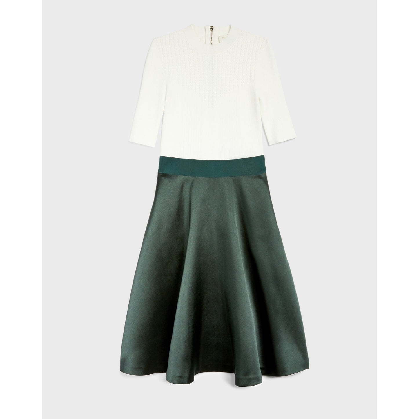 Women Betsiyy-Stitch Detail Full Skirted Dress - Dark-Green