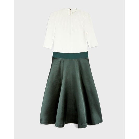 Women Betsiyy-Stitch Detail Full Skirted Dress - Dark-Green