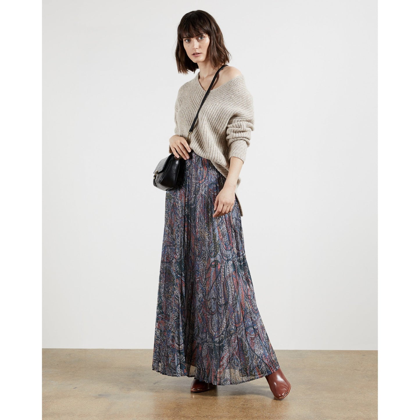 Women Dawwn-Lantern Print Pleated Maxi Skirt - Teal-Blue