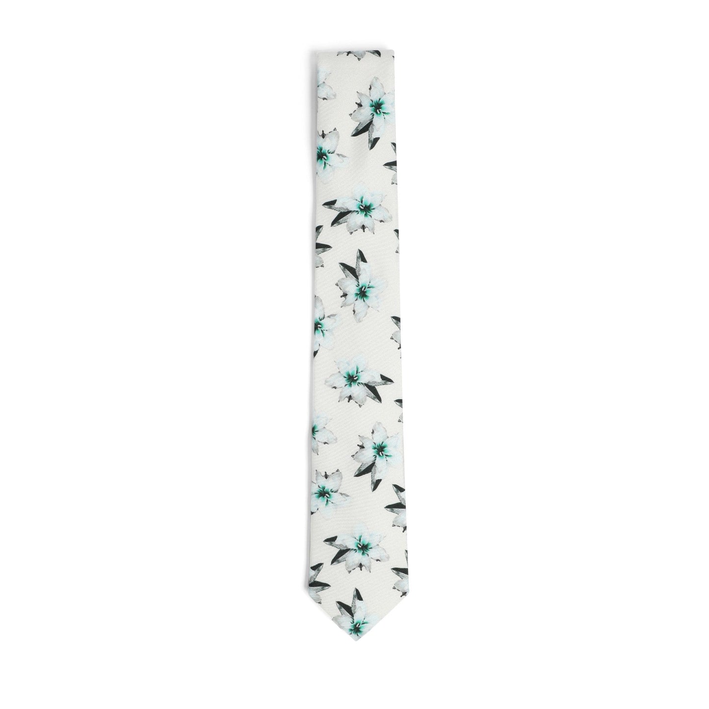 Men Sarsh-Printed Floral Tie - White