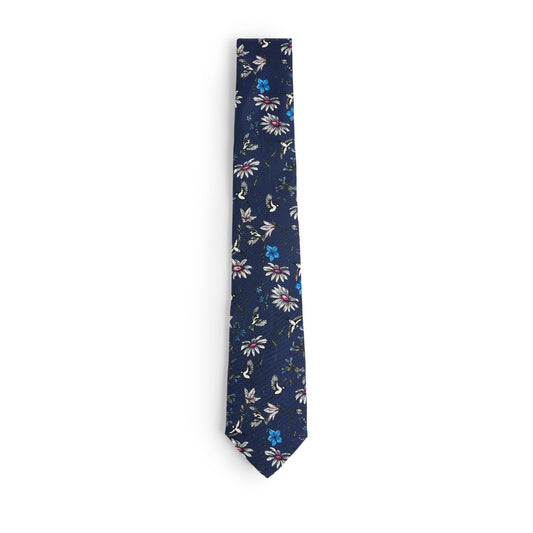 Men Brusher-Printed Floral Tie - Navy