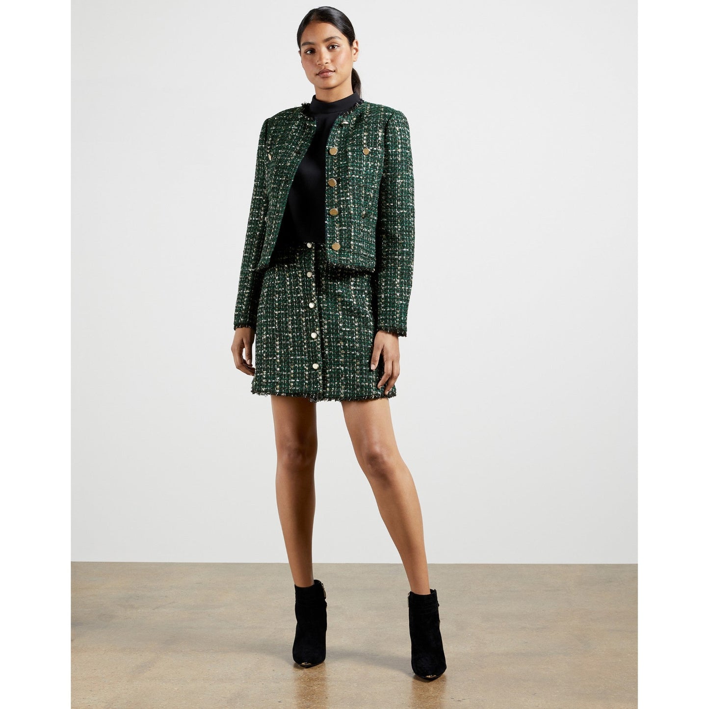 Women Errinas-Boucle Mini Skirt - Dark-Green