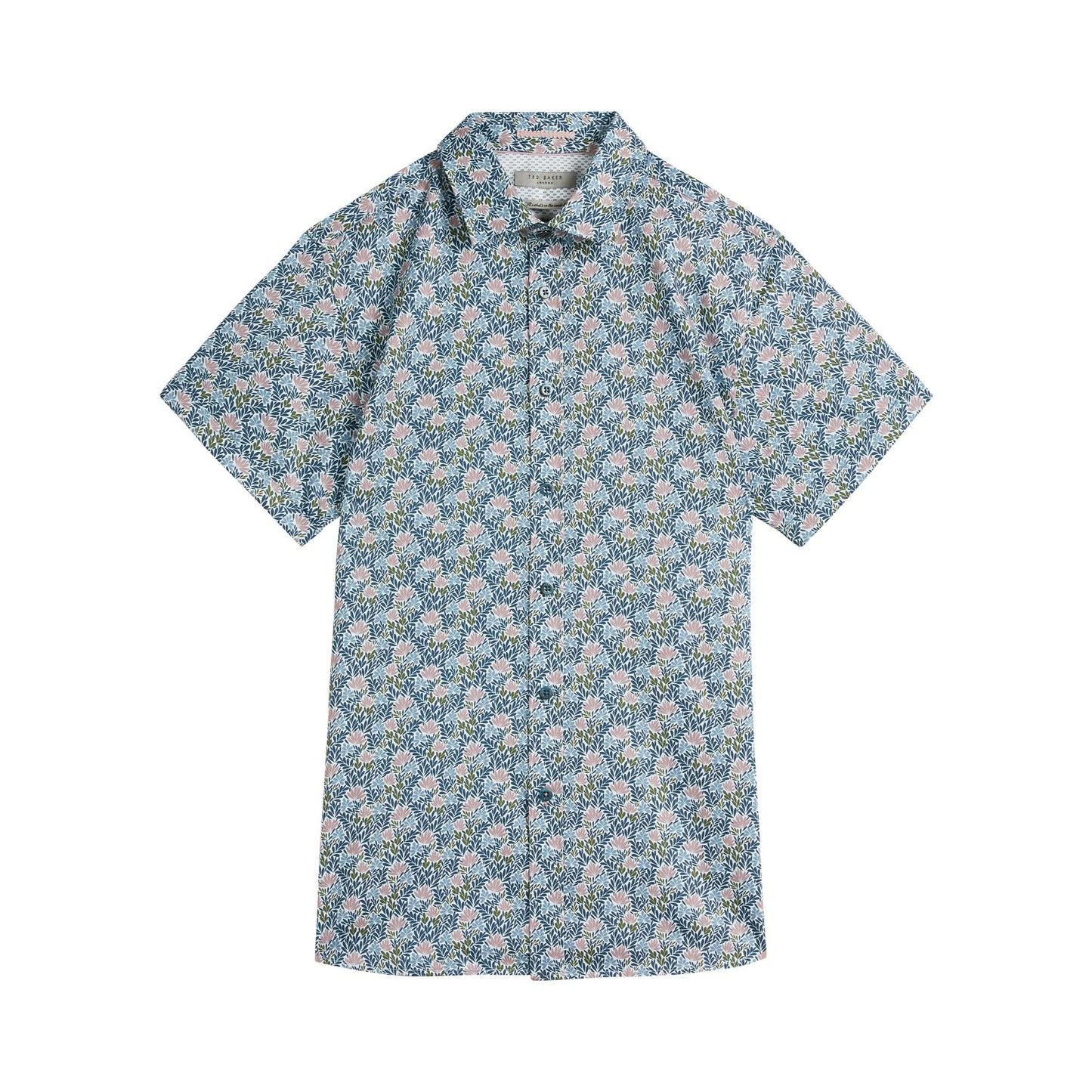 Men Birsho-Ss Leaf Print Shirt - Blue