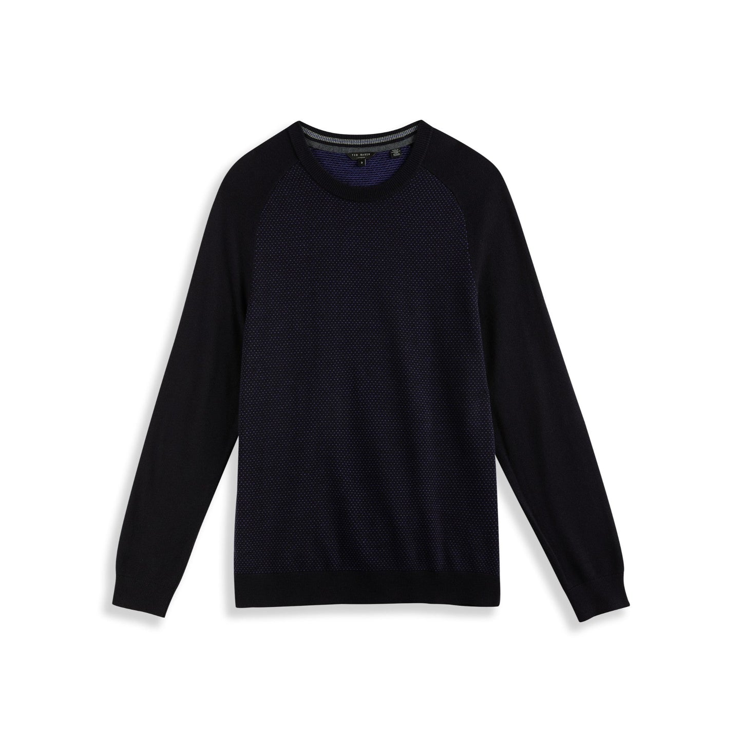 Men Newbiee-Ls Birdseye Spot Crew Neck Jumper - Navy