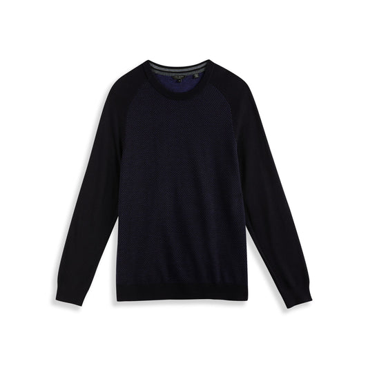 Men Newbiee-Ls Birdseye Spot Crew Neck Jumper - Navy