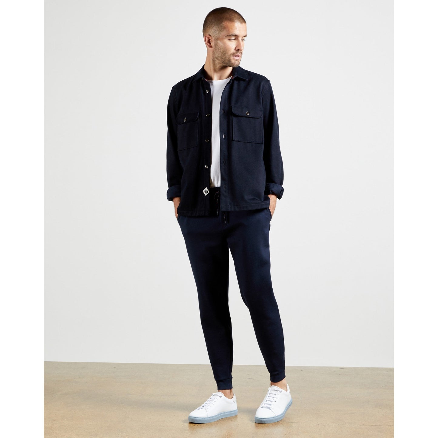 Men Scon-Ls Twill Overshirt - Navy