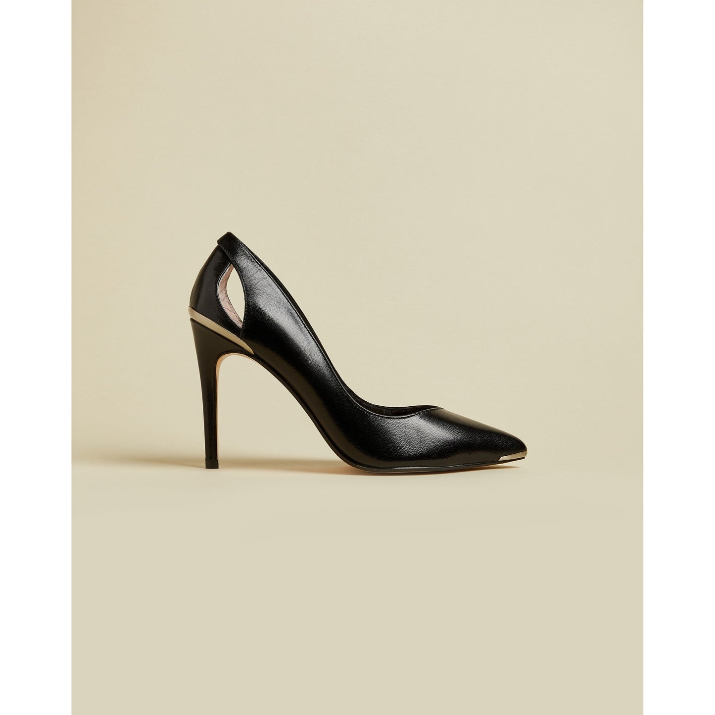 Women Latefa-Leather Cut Out High Heel Court Shoe - Black
