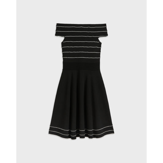 Women Maisiie-Bardot Knitted Skater Dress - Black