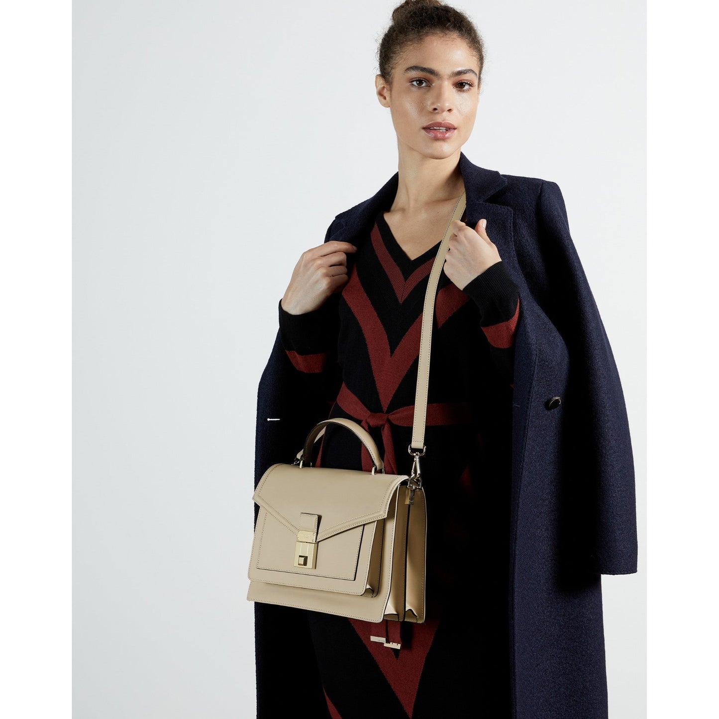 Women Kimmba-Luggage Lock Medium Satchel - Taupe