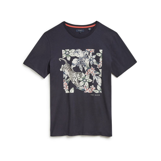 Men Hijumpa-Ss Box Printed Graphic T-Shirt - Navy