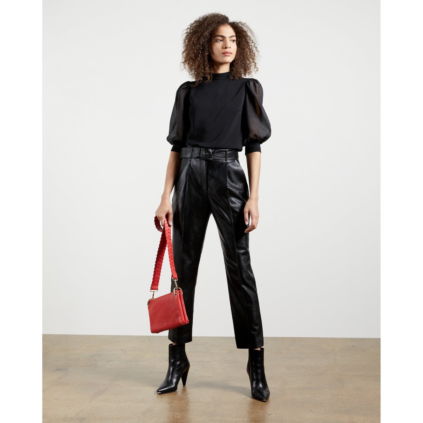 Women Faydell-Pleather Belt Detail Trouser - Black