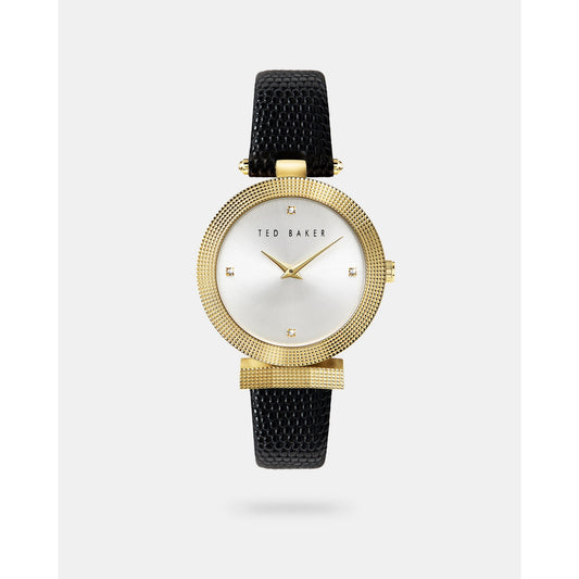 Women Bowly-Bkpbwf002 Bow Detail Leather Watch - Black