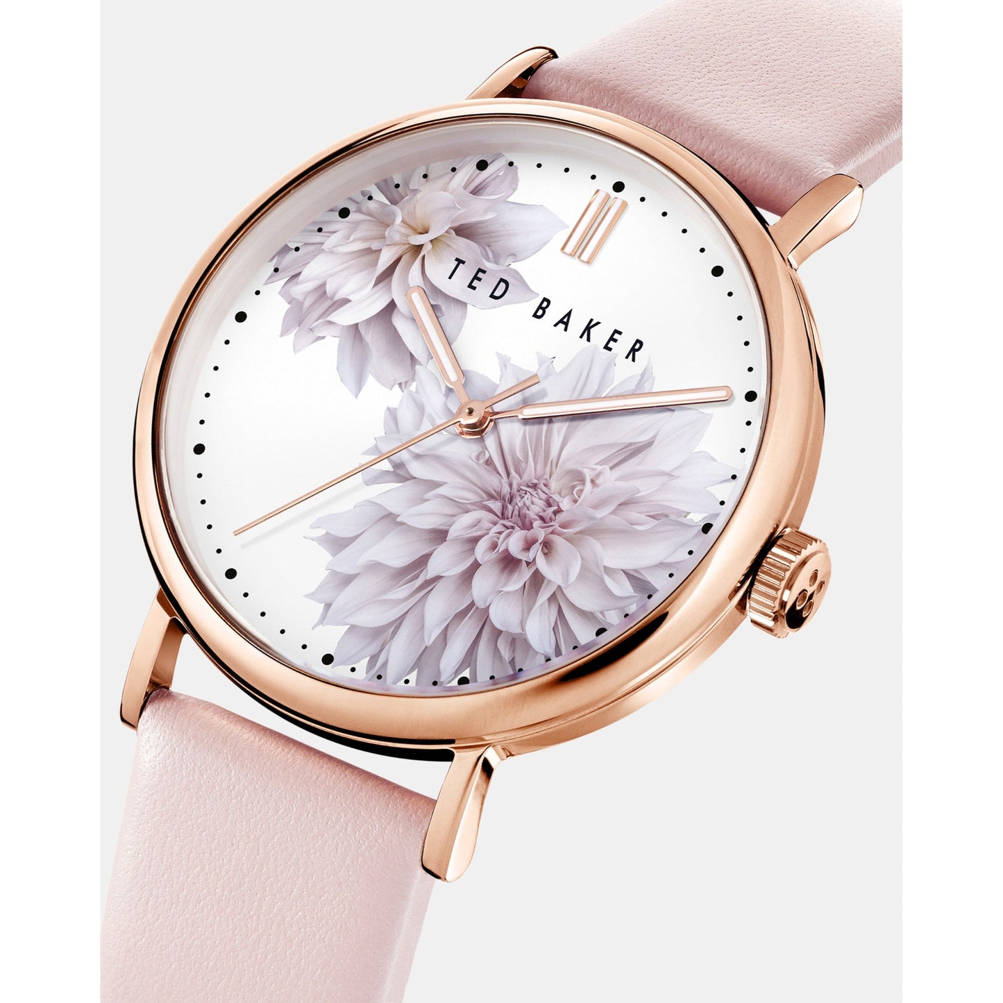 女士 Phybi-Bkpphf008 印花錶盤皮革錶帶手錶 - 淺粉紅色