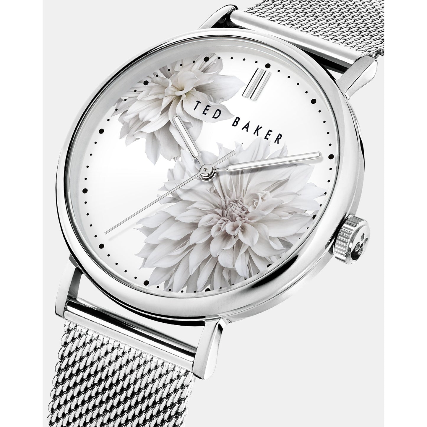 Women Phybie-Bkpphf009 Printed Dial Mesh Detail Watch - Silver-Col