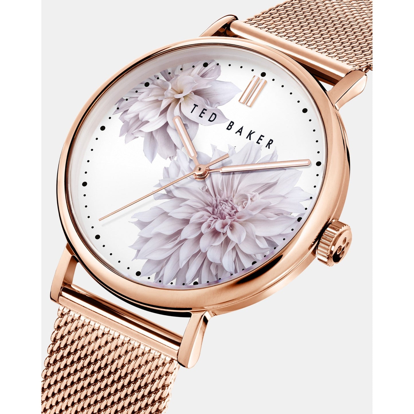 Women Phibie-Bkpphf010 Printed Dial Mesh Detail Watch - Rosegd-Col