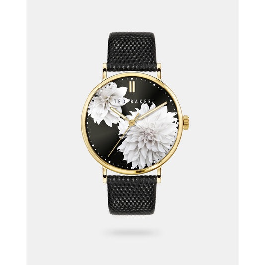 Women Phibi-Bkpphf011 Printed Dial Leather Strap Watch - Black