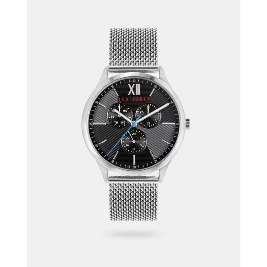 Men Manhtt-Bkpmhf015 Engraved Mesh Strap Watch - Black