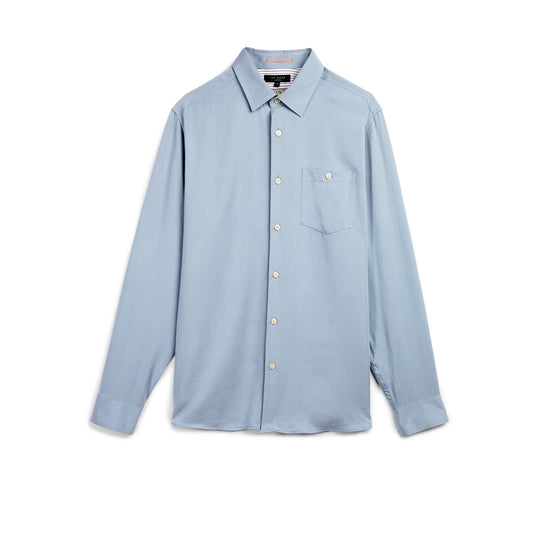 Men Loharv-Ls Tencel Lyocell Plain Shirt - Light-Blue