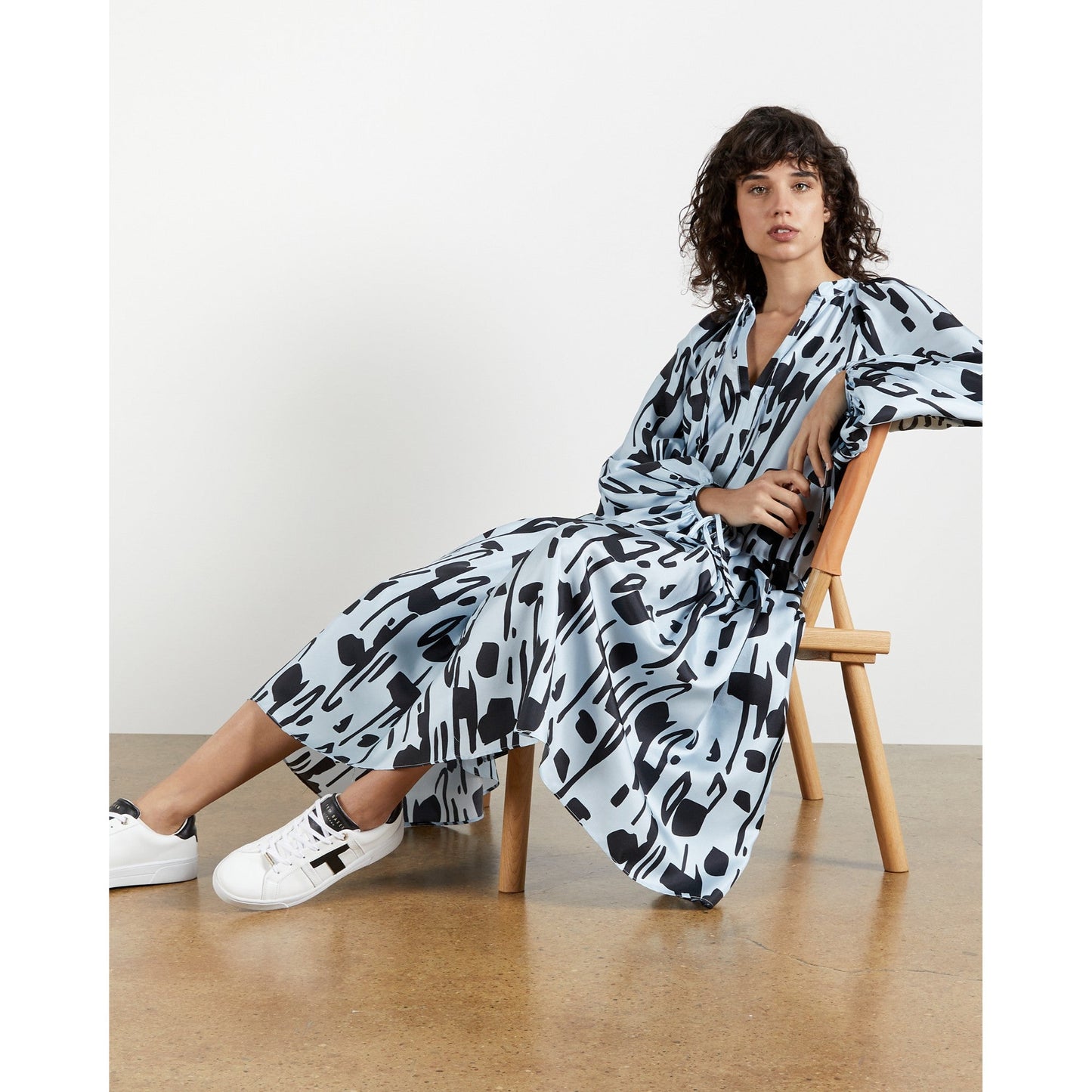 Women Leppiey-Silk Blue Splodge Print Midaxi - Blue