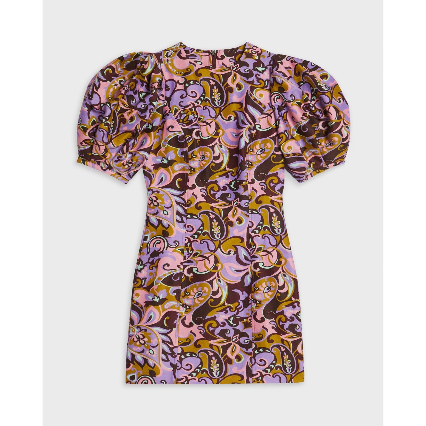 Women Flickl-Short Sleeve Printed Mini Dress - Black-Pink