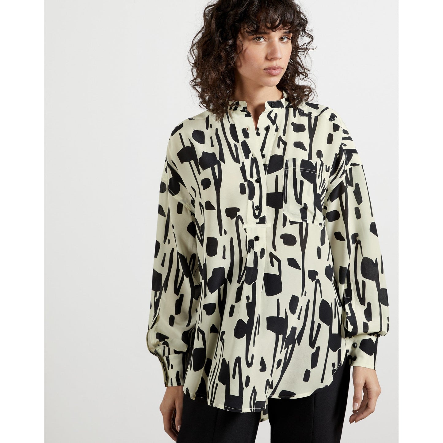 Women Mamther-Silk Splodge Shirt - Natural