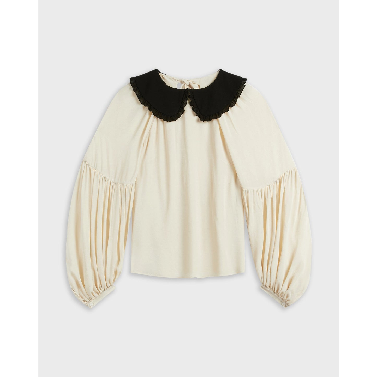 Women Tilleiy-Contrast Collar Top - Ivory