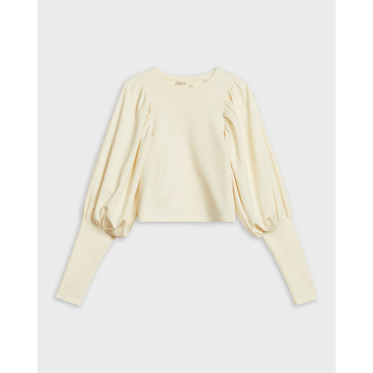 Women Liliie-Puff Sleeve Jersey Top - White