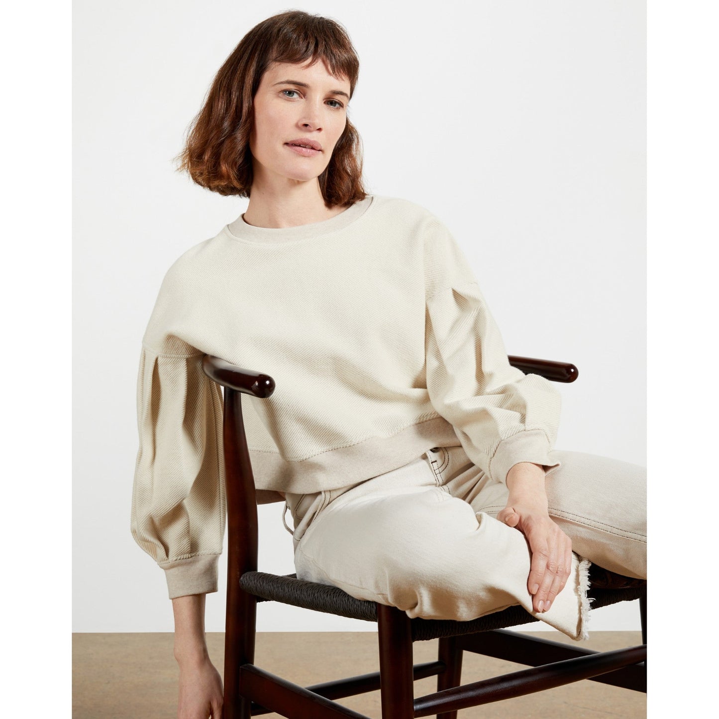 Women Minar-Cropped Sweatshirt - Stone