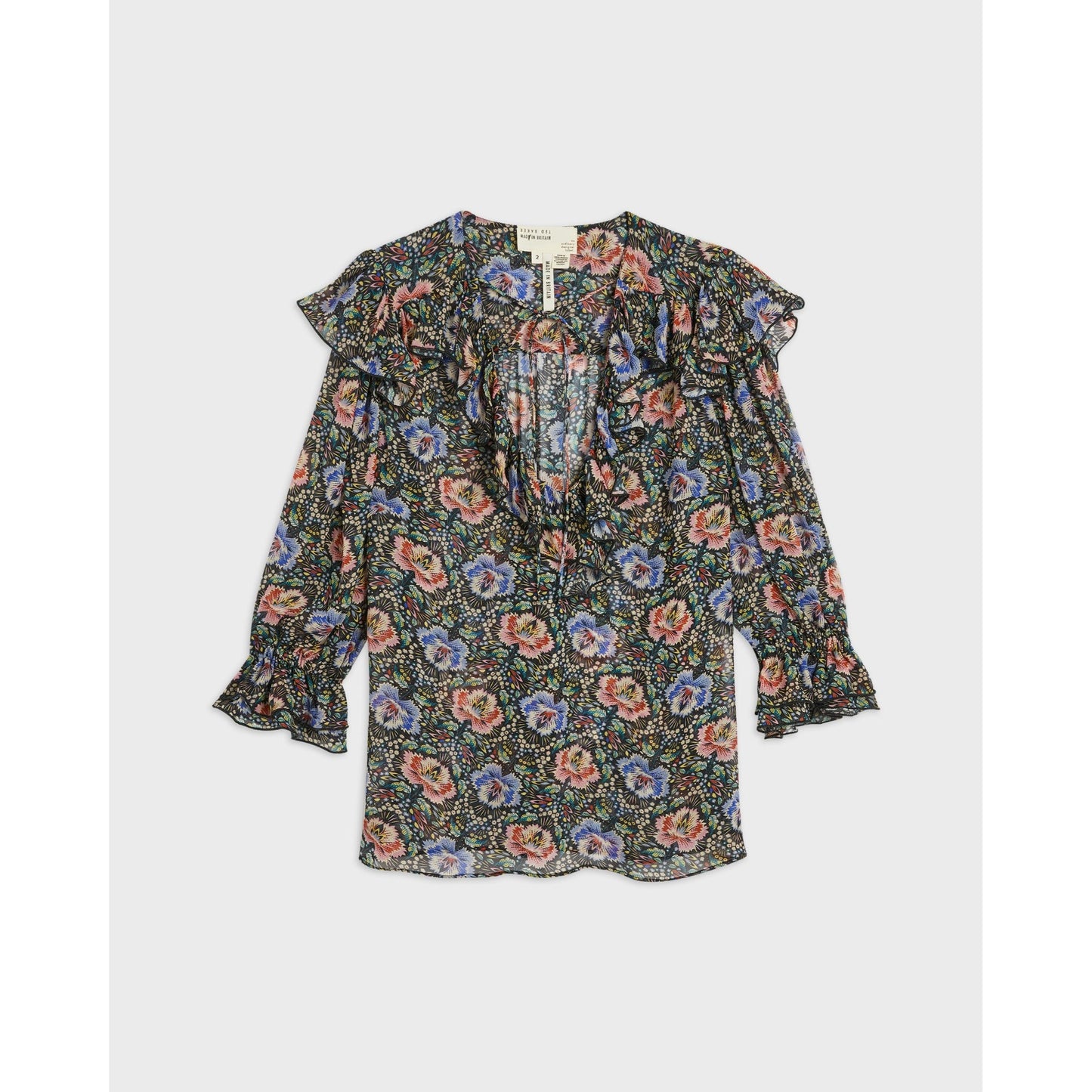 Women Tifnie-Printed Woven V Neck Top - Black