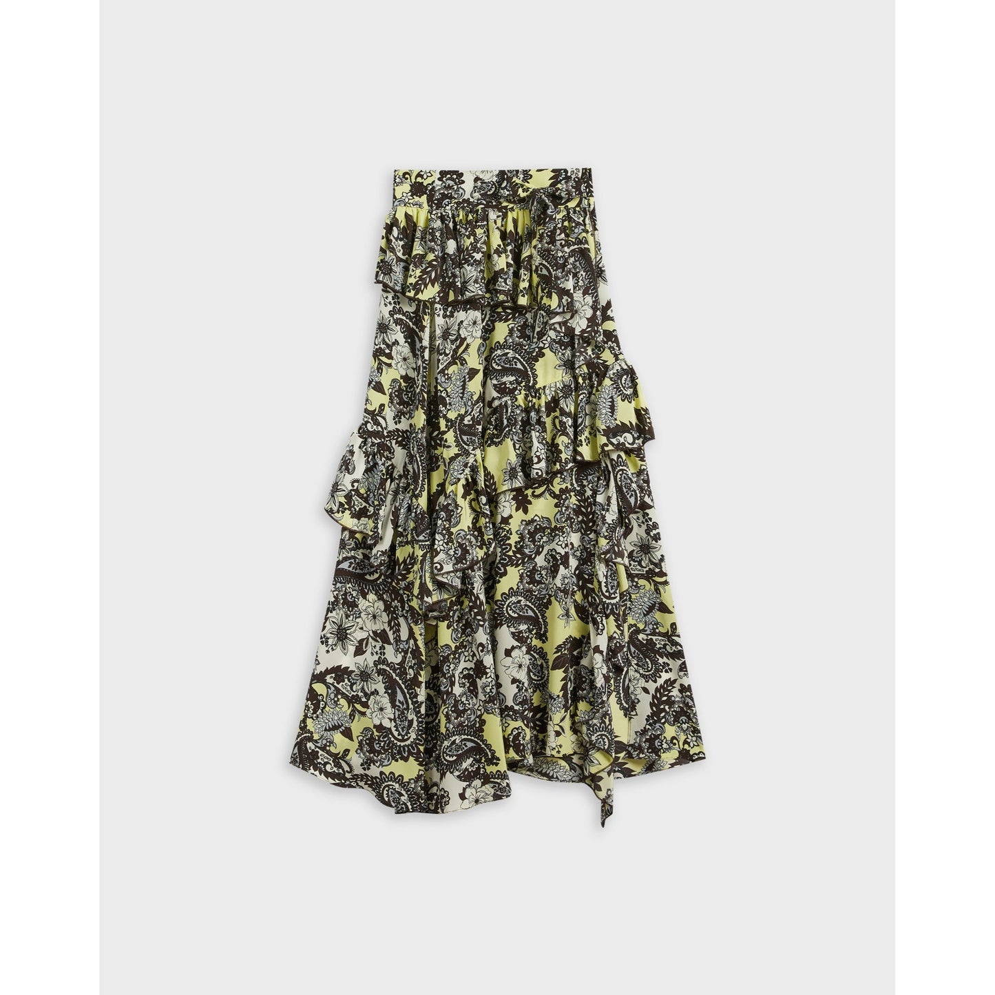 Women Jumo-Paisley Printed Midi Skirt - Light-Yellow