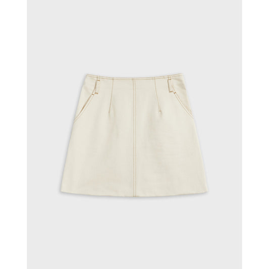 Women Borbun-Ecru Mini Denim Skirt - Stone